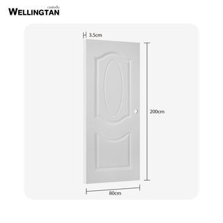 WELLINGTAN ประตูยูพีวีซี บานทึบ 3ฟัก  (สำหรับใช้งานภายนอก) UPVC-WE003 80x200ซม. สีไวท์โอ๊ค