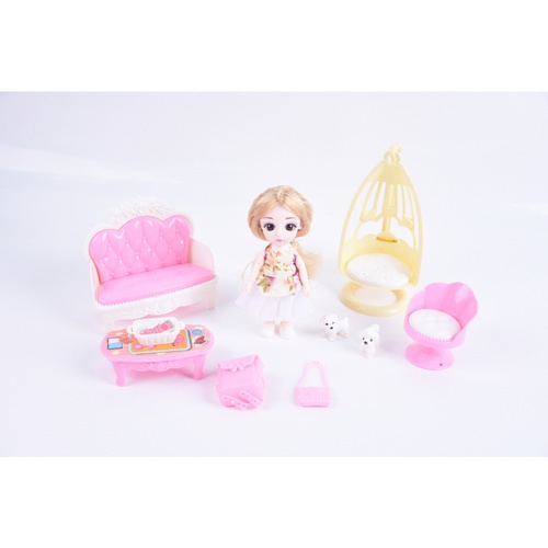 TOYS ของเล่นตุ๊กตาผู้หญิงน่ารักพร้อมชุดห้องนั่งเล่น 6นิ้ว#68068 ขนาด 43x7x23.5ซม.