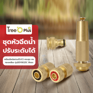 Tree O Plus ชุดหัวฉีดน้ำปรับระดับได้ พร้อมข้อต่อสวมเร็ว1/2 ครบชุดmv ทองเหลือง รุ่นDDY8025C สีทอง