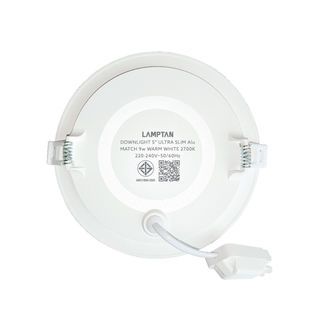 LAMPTAN โคมดาวน์ไลท์ LED แบบฝังหน้ากลม 5นิ้ว 9W ขอบขาว รุ่นอัลตร้าสลิม อลูมิเนียม  แสงวอร์มไวท์