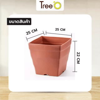 Tree‘O กระถางต้นไม้ทรงสี่เหลี่ยม รุ่น6PY015-RD ขนาด25x22ซม. (10นิ้ว) สีแดง