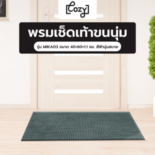 COZY พรมเช็ดเท้าขนนุ่ม รุ่น MIKA03 ขนาด 40×60×1.1ซม. สีฟ้า