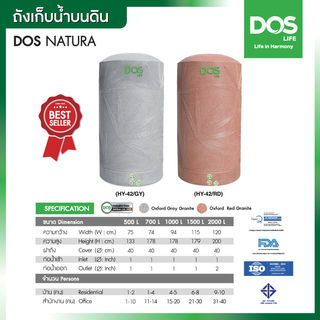 DOS ถังเก็บน้ำบนดินลายแกรนิต ขนาด 2000L รุ่น Natura Nano สี Granite Gray