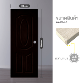 WELLINGTAN ประตูยูพีวีซี บานทึบลูกฟัก REVO LWNR004 80x200ซม. BROWN WENGE (เจาะรูลูกบิด)