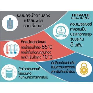 HITACHI ตู้กดน้ำร้อนและน้ำเย็น รุ่น HWD-B30000 สีดำ