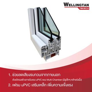 WELLINGTAN (TK) หน้าต่างไวนิล บานเลื่อน SS 240x110ซม. สีขาว พร้อมมุ้ง