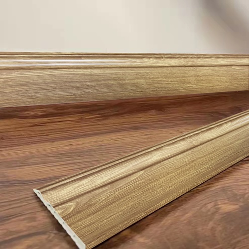 GREAT WOOD ไม้บัวล่าง PVC รุ่น SKG017 90x9x3000 มม. ไม้โอ๊คสีเหลือง