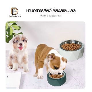 DUDUPETS ชามอาหารสัตว์เลี้ยงสเตนเลส 15.5x6ซม. รุ่น COCHO-06 สีเขียว