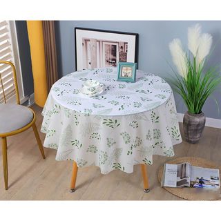 NIBIRU ผ้าปูโต๊ะกลม EVA 180x180 ซม. DAISY04 ลายดอกไม้ สีเขียว
