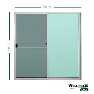 WELLINGTAN (LIKE) ประตูอะลูมิเนียม บานเลื่อน SS W-AL/008 WH 200x205ซม. สีขาว พร้อมมุ้ง