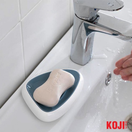 KOJI DIY ที่วางสบู่ทรงสามเหลี่ยม รุ่น 2SNJ047-BU ขนาด 13x14.5x2.8 cm. สีน้ำเงิน