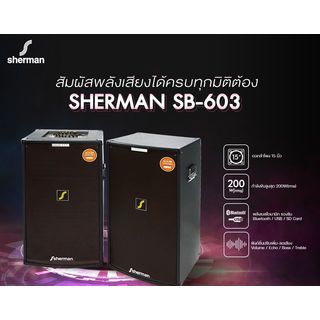 Sherman ชุดลำโพงขยายกลางแจ้ง 15 นิ้ว รุ่น SB-603 สีดำ