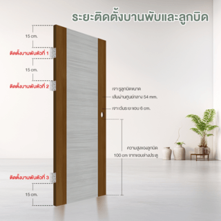 HOLZTUR ประตูเมลามีน MD-MD43 80x200ซม. GRAY WENGE – BROWN OAK