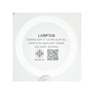 LAMPTAN โคมดาวน์ไลท์ LED แบบฝังหน้าเหลี่ยม ขอบขาว 5นิ้ว 9W รุ่นอัลตร้าสลิม อลูมิเนียม แสงเดย์ไลท์