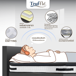 Truffle ที่นอน Pocket Spring เสริมยางพารา รุ่นRatex 6ฟุต หนา10”รับประกันสปริง 5ปี