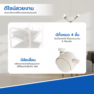 SANE ชั้นวางของอเนกประสงค์ในครัวพร้อมล้อ 4 ชั้น 44x26x84 ซม. FIBBA