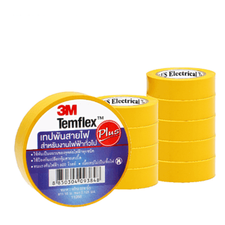 3M เทปพันสายไฟ 3/4นิ้วx10ฟุต #1512 รุ่น TEMFLEX PLUS สีเหลือง