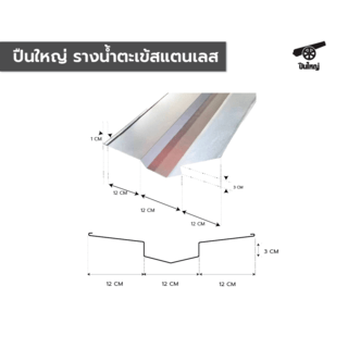 รางน้ำตะเข้สแตนเลส 12 ซม. ยาว 2 เมตร