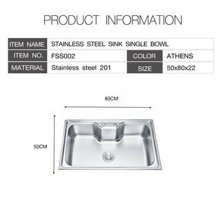 CROWN อ่างล้างจาน 1หลุมไม่มีที่พัก 50x80x22ซม. ATHENS