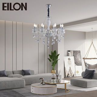 EILON โคมไฟเพดานคริสตัล 48W LED 8หลอด แสงคูลไวท์ รุ่น NVD717/8