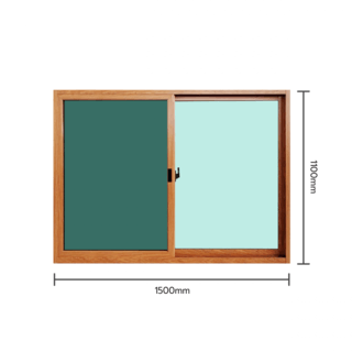 WELLINGTAN หน้าต่างอลูมิเนียมบานเลื่อน N-AWG1511-2P 150x110CM สีไม้ พร้อมมุ้ง