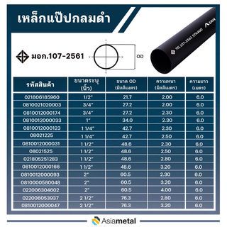 เหล็กแป๊บกลมดำ 1 1/2 นิ้ว หนา 3.2มม.(มอก.)