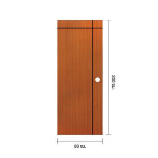 WELLINGTAN ประตูยูพีวีซีปิดผิวลามิเนต บานทึบเซาะร่องเส้นดำ REVO LWMNR002 80x200ซม. ORANGE TEAK (เจาะรูลูกบิด)