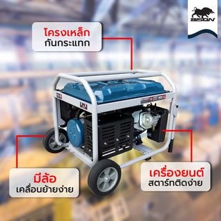 BISON เครื่องปั่นไฟเบนซิน 5.0กิโลวัตต์ (THD) รุ่น FG6500D