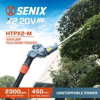 SENIX เครื่องตัดแต่งพุ่มไม้ไร้สาย ปรับความยาว 1.85 - 2.35 เมตร รุ่น HTPX2-M-0 20V ขนาดใบมีด 8นิ้ว


