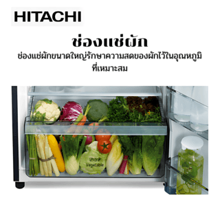 HITACHI ตู้เย็น 2 ประตู 12 คิว R-VGX350PF-1 GBK สีกระจกดำ