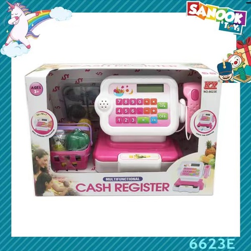 TOYS ของเล่นเครื่องแคชเชียร์เก็บเงินพร้อมธนบัตร #6623E ขนาด 34x17x21.5 ซม.