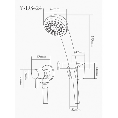 Iris ชุดฝักบัว 1 ระบบพร้อมวาล์ว รุ่นY-DS424