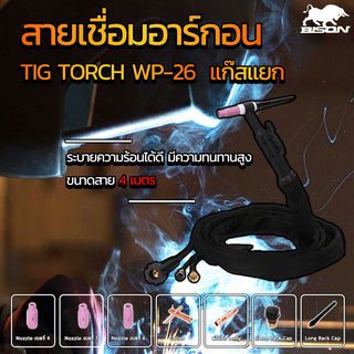 BISON สายเชื่อมTIG แก๊สแยก รุ่นTIG TORCH WP-26 ขนาด4เมตร