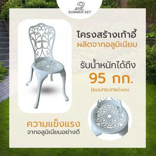 SUMMER SET ชุดโต๊ะสนาม 2 ที่นั่ง รุ่น ASHEN โต๊ะ: 60x60x64 ซม. เก้าอี้: 38x36x83 ซม. สีขาว