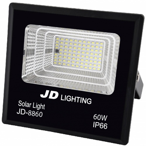 JD โคมไฟสปอร์ตไลท์โซลาร์เซลล์ 60W พร้อมรีโมท รุ่น JD-8860-3000K แสงวอร์มไวท์