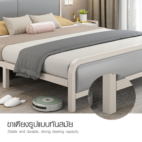 Truffle เตียงเหล็กหัวเบาะ 6 ฟุต BED115 ขนาด 180×200×95ซม. สีขาว