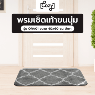 COZY พรมเช็ดเท้าขนนุ่ม รุ่น ORA01ขนาด 40×60×1.5ซม. สีเทา