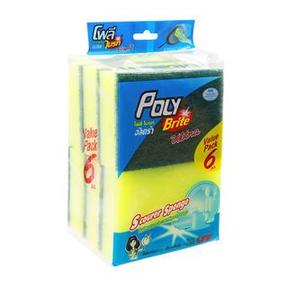 POLY-BRITE ใยขัดอเนกประสงค์ 6 ชิ้น/แพ็ค รุ่น อัลตร้า สีเขียว