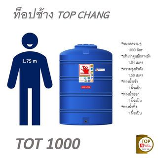 TOP ถังเก็บน้ำบนดิน 1000L รุ่น TOT-1000L รับประกัน 12 ปี