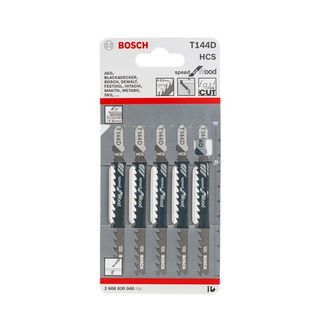 BOSCH ใบเลื่อยจิ๊กซอร์ ไม้ (5 ใบ/แผง) รุ่น T144 D