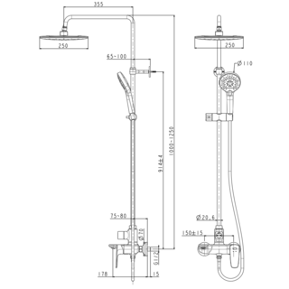 American Standard ก๊อกผสมยืนอาบพร้อมชุดเรนชาวเวอร์ รุ่น ซิกเนเจอร์ A-6110-978-909WK