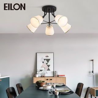 EILON โคมไฟติดเพดาน 5 หัว ขั้ว E27 ขนาด 55*55*27cm รุ่น WX316/5 สีดำ-ขาว