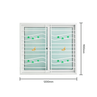 WELLINGTAN หน้าต่างไวนิลบานเลื่อน SS F2-ISWG1211 ขนาด 120x110ซม. สีขาว  มีเหล็กดัด (ดอกไม้) พร้อมมุ้ง