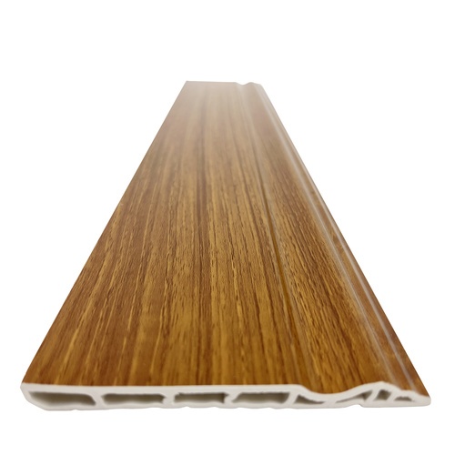 GREAT WOOD ไม้บัวล่าง PVC รุ่น SKG015 90×10×3000 มม. สีไม้สัก