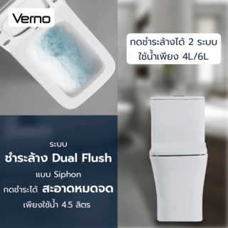 Verno สุขภัณฑ์ชิ้นเดียว แบบกดบน รุ่น วีน่า VN-3310