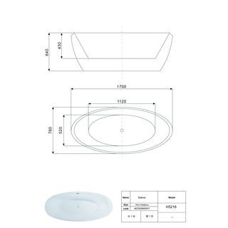 อ่างอาบน้ำตั้งลอยอะครีลิก รุ่น โทริ H5218 ขนาด 75x170x60 ซม.