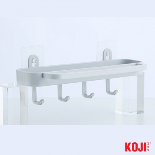 KOJI DIY ชั้นวางพร้อมตะขอติดผนัง รุ่น 2EXC008-GY ขนาด 12x31.5x8 cm. สีเทา