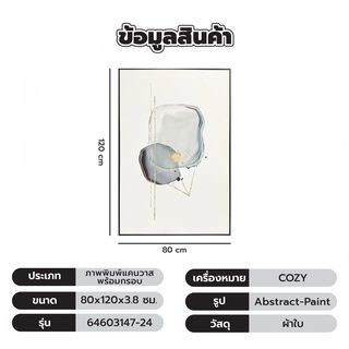 COZY ภาพพิมพ์แคนวาสพร้อมกรอบ Abstract-Paint รุ่น 64603147-24 ขนาด 80x120ซม.