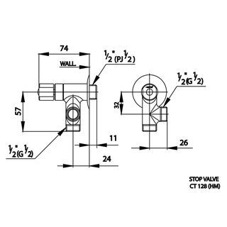 Cotto วาล์วเปิด-ปิดน้ำ รุ่น CT128(HM)  ขนาด