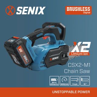 SENIX เลื่อยโซ่ไร้สายกำลัง20V รุ่นCSX2-M1 ขนาดใบตัด10นิ้ว สีน้ำเงินดำ